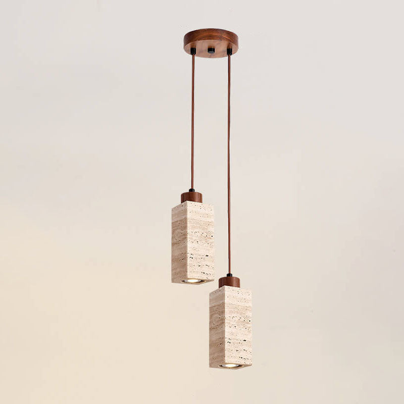 Wabi Sabi Solid Wood Travertine Stone Pendant Light M37 | Esilora