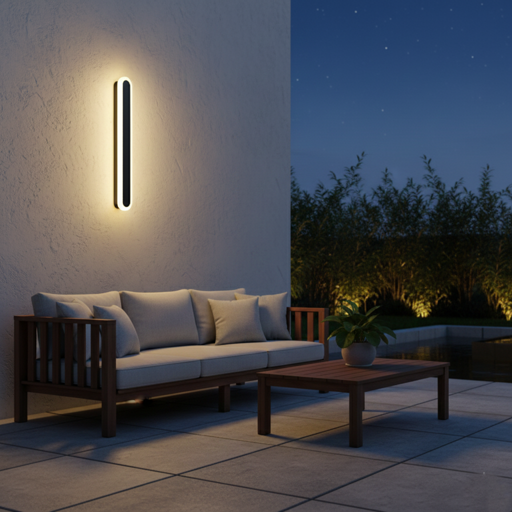 Lampada da parete da esterno ovale minimalista in metallo Edge IP65 impermeabile | Esilora