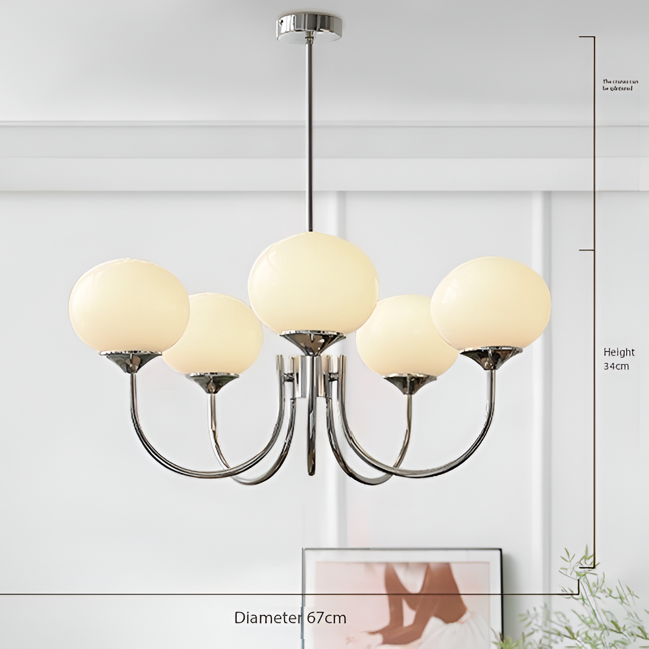 Javina Glass Cluster Chandelier - Iron Rounded Globe Modern Fixture for Dining Room and Living Rooms | Esilora