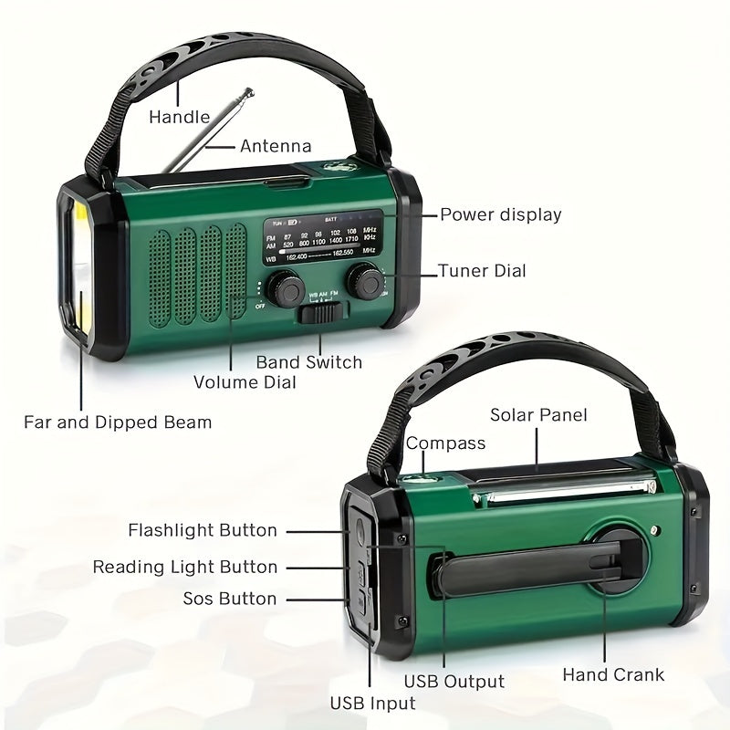Portable Emergency Radio featuring Flashlight and USB Charging - Esilora