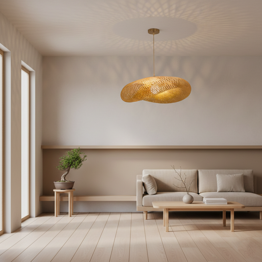 Aira Handwoven Natural Bamboo Pendant Light | Esilora