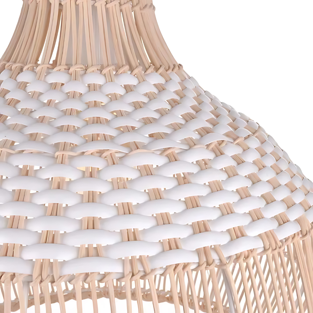 Breezy White Elegance Natural Rattan Pendant Light | Esilora