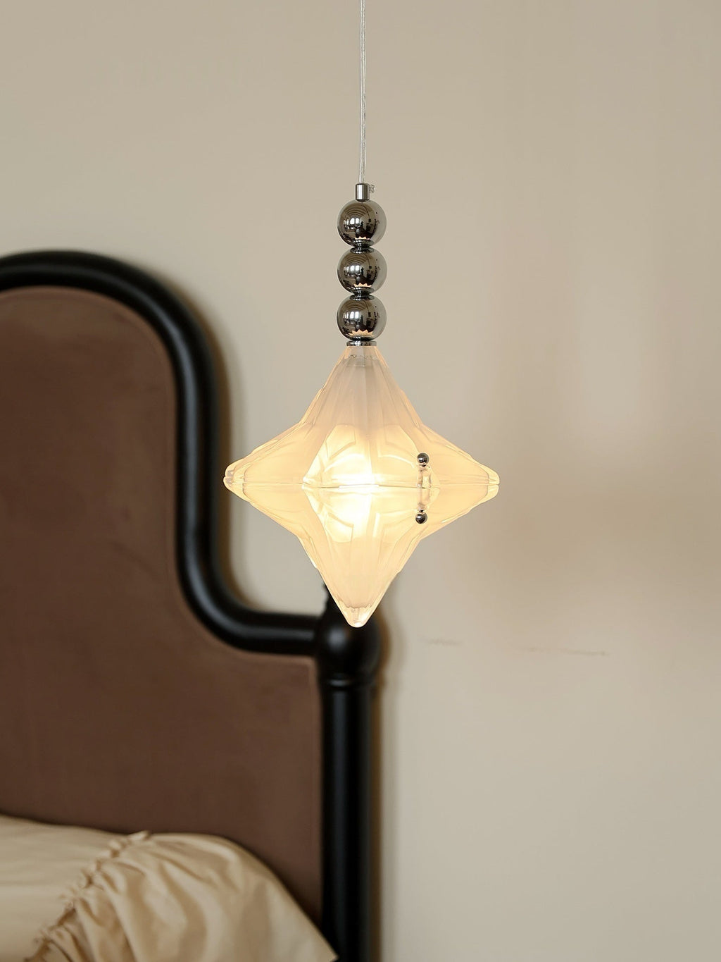 Art Deco Star Pendant Light - Frosted Glass Pendant with Geometric Style - Astris Elara | Esilora