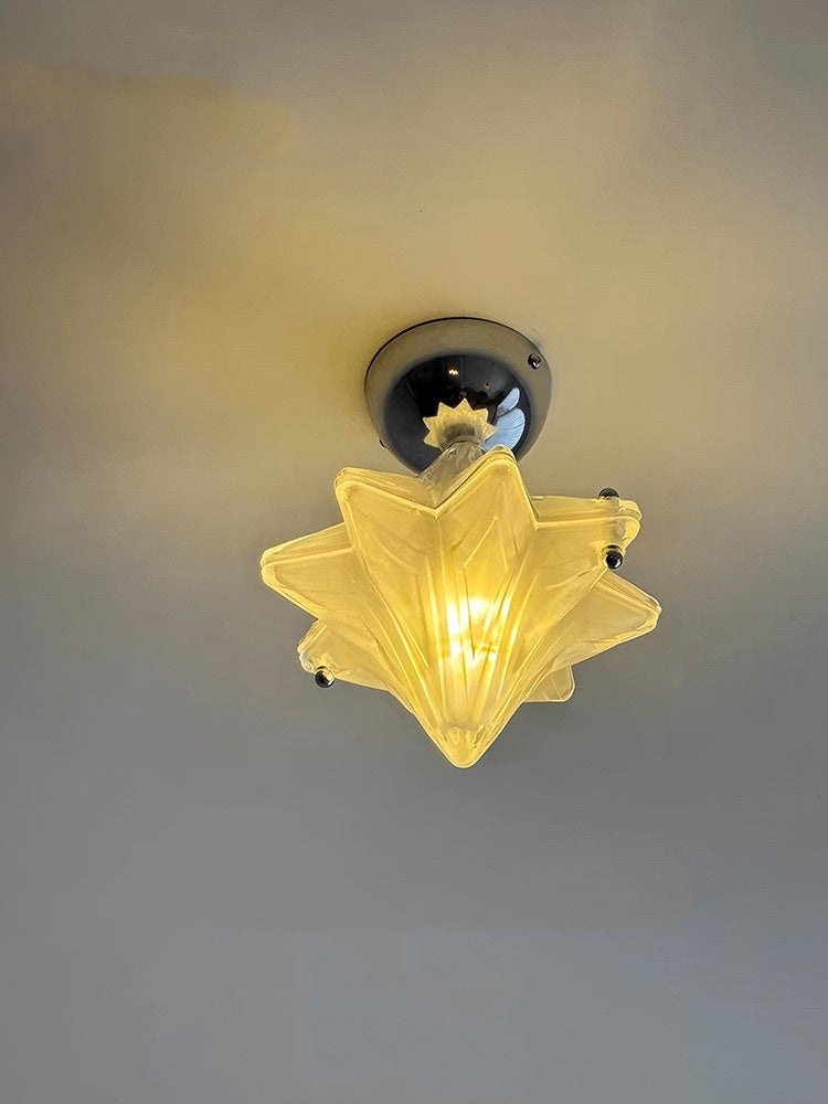Art Deco Star Ceiling Lamp – Frosted Glass Fixture for Hallway & Entryway – Astris Ceres | Esilora