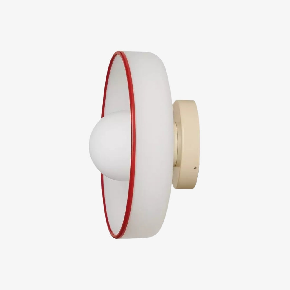 Luminaire mural ou plafonnier moderne Kalo à disque en verre polyvalent, avec bord coloré, pour espaces de vie | Esilora