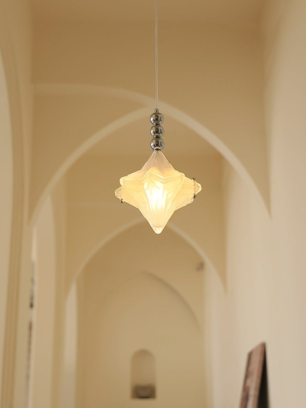 Art Deco Star Pendant Light - Frosted Glass Pendant with Geometric Style - Astris Elara | Esilora
