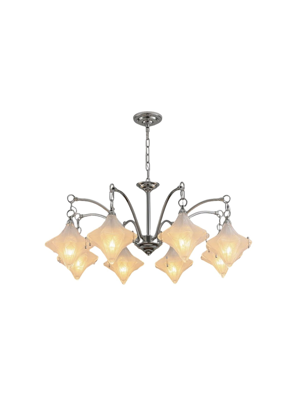 Art Deco Star Chandelier – Frosted Glass Deco Fixture for Dining Room – Astris Vega | Esilora