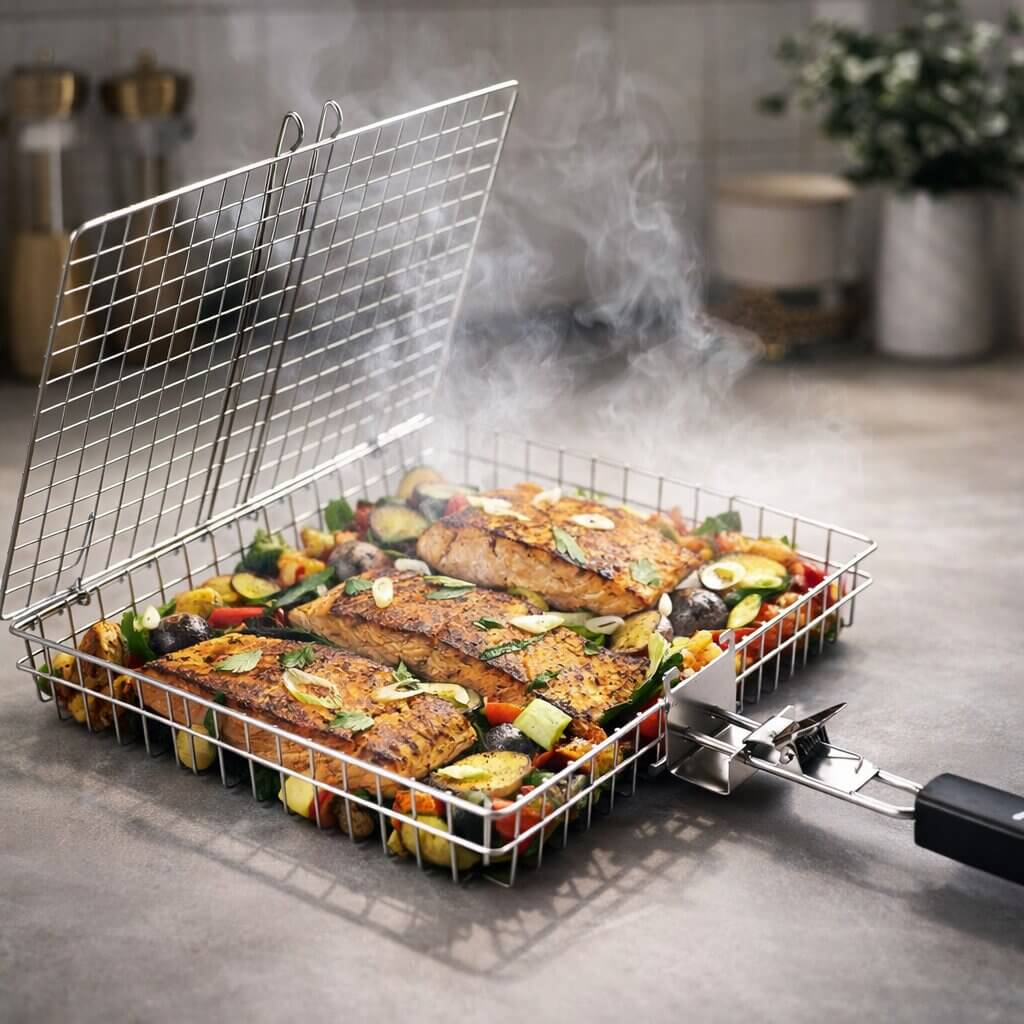 Stainless Steel Grill Basket for Barbecuing - Esilora