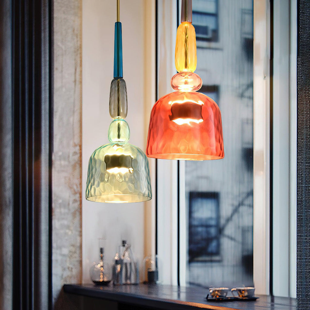 Hand Blown Glass Pendant Lamp - Colorful Candy Iron Mixed Color Indoor | Esilora
