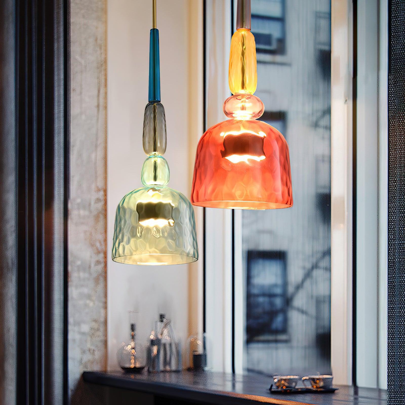 Hand Blown Glass Pendant Lamp - Colorful Candy Iron Mixed Color Indoor | Esilora
