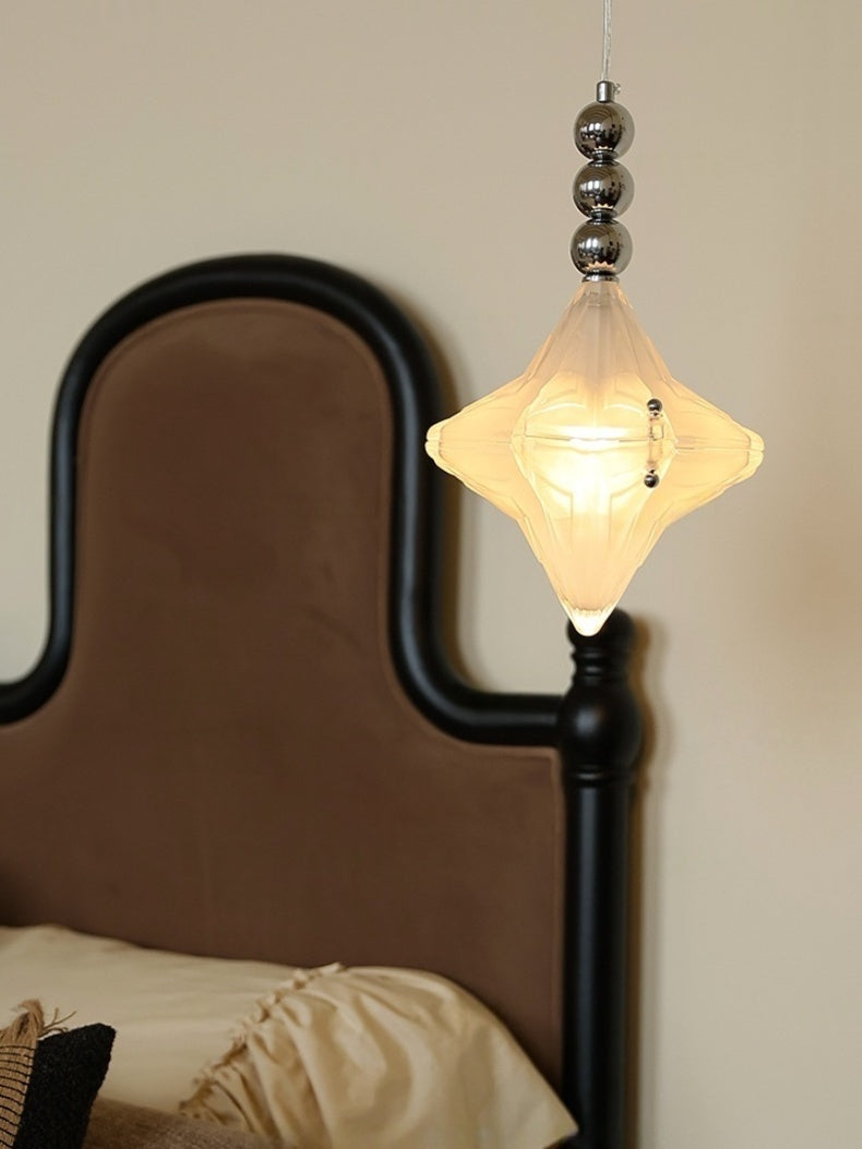 Art Deco Star Pendant Light - Frosted Glass Pendant with Geometric Style - Astris Elara | Esilora
