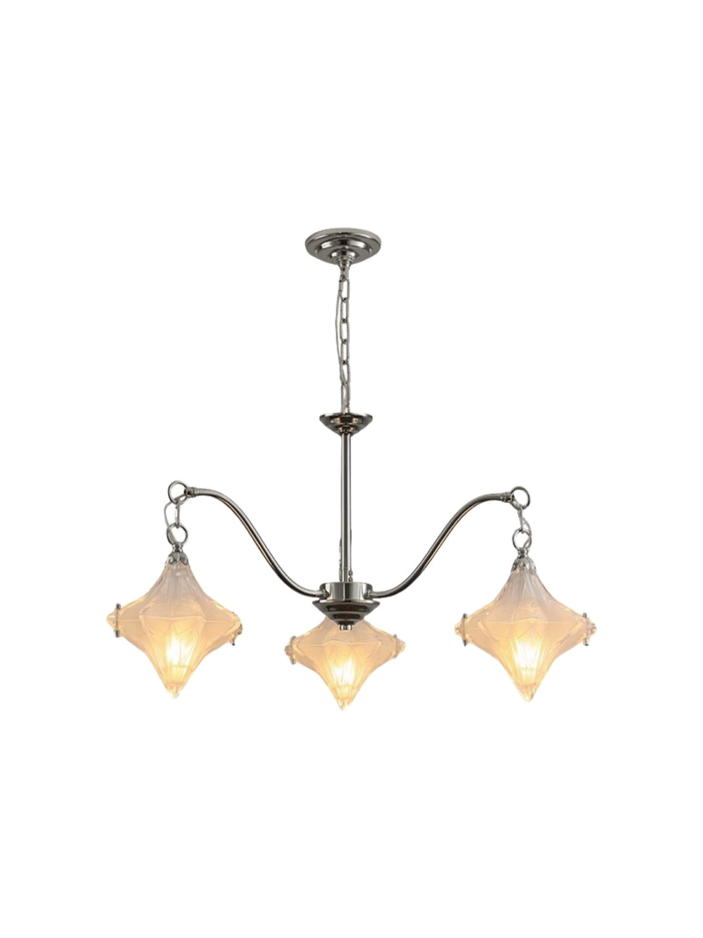 Art Deco Star Chandelier – Frosted Glass Deco Fixture for Dining Room – Astris Vega | Esilora