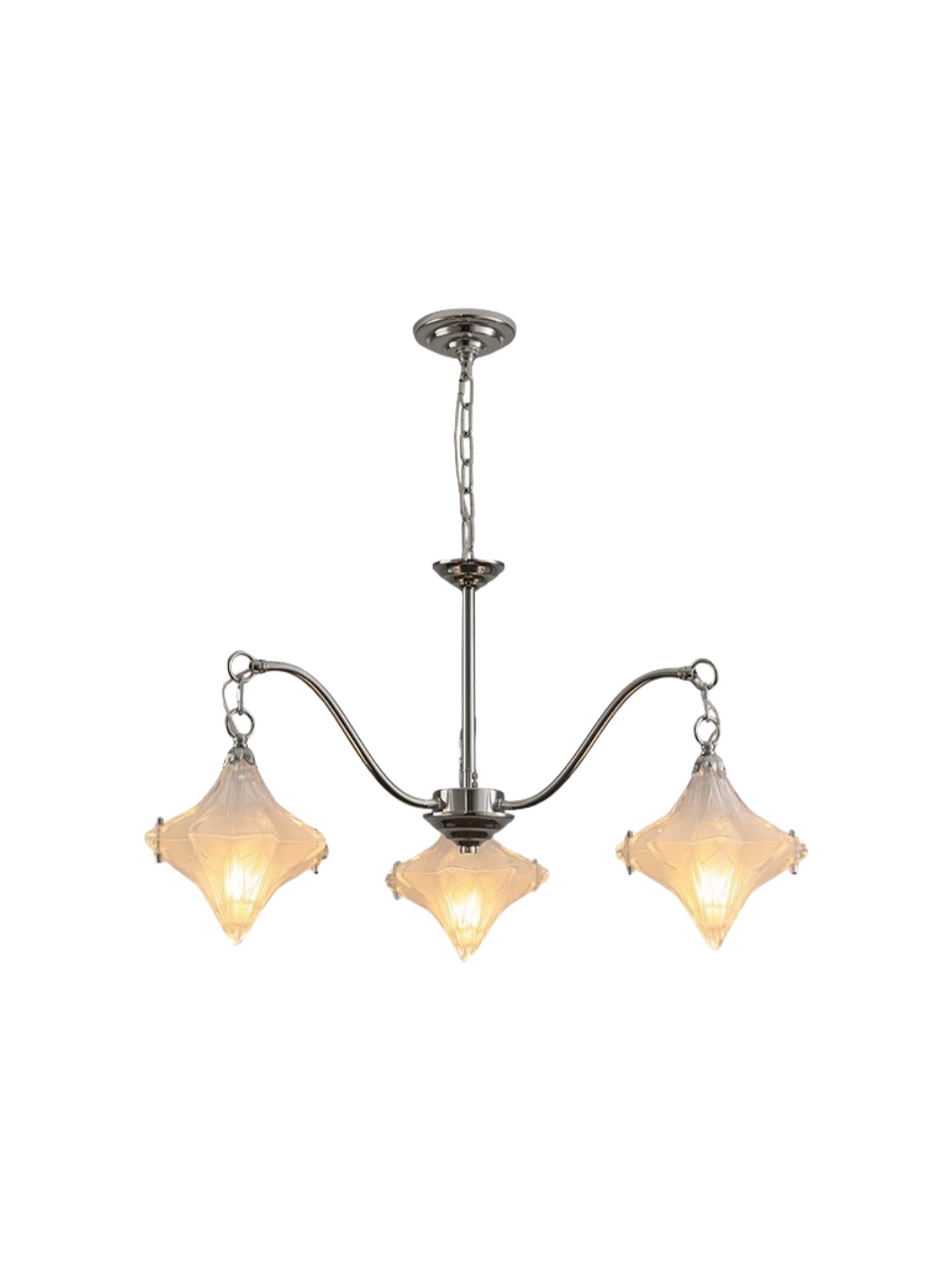Art Deco Star Chandelier – Frosted Glass Deco Fixture for Dining Room – Astris Vega | Esilora