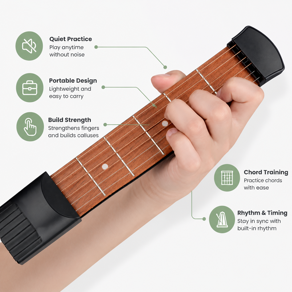 StrumEase — Transform Spare Moments into Confident, Quiet Guitar Mastery - Esilora