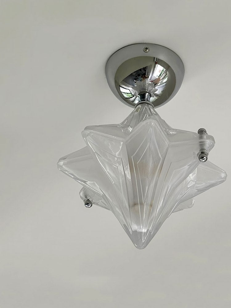 Art Deco Star Ceiling Lamp – Frosted Glass Fixture for Hallway & Entryway – Astris Ceres | Esilora