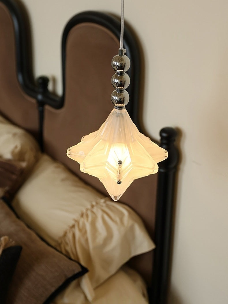 Art Deco Star Pendant Light - Frosted Glass Pendant with Geometric Style - Astris Elara | Esilora