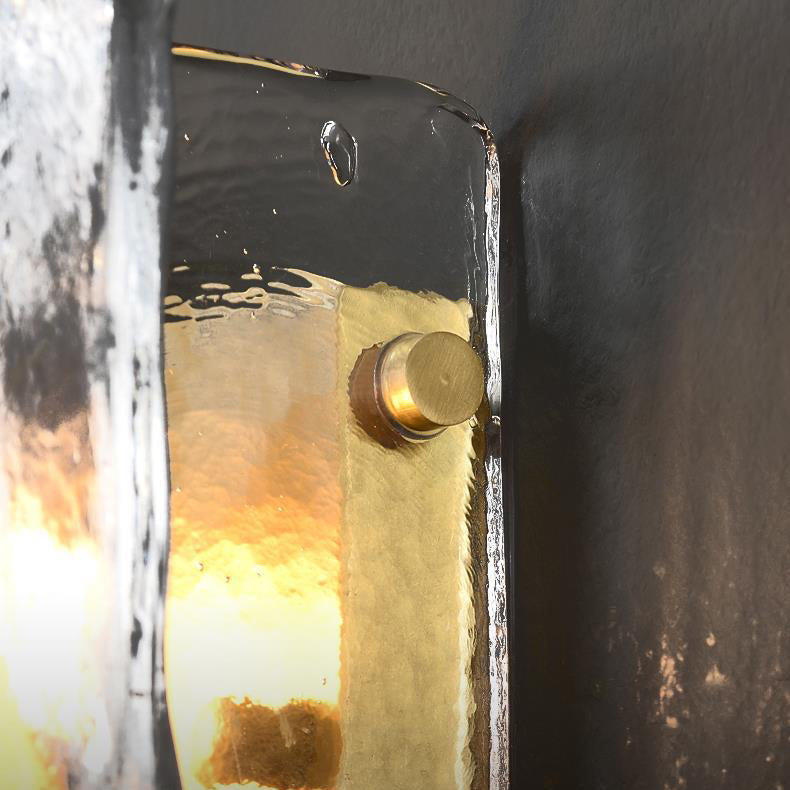 Modern Luxury Rectangle Copper Glass 1-Light Wall Sconce Lamp For Living Room | Esilora
