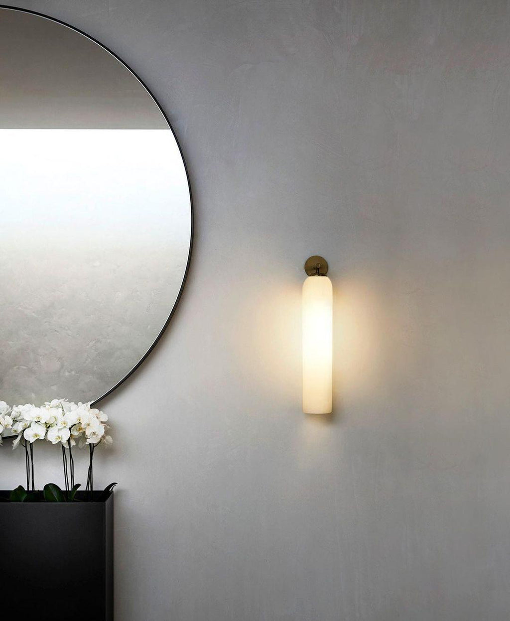Art Glass Sconce Sand Nickel Smoke Gray Damp-rated LED Wall Light | Esilora