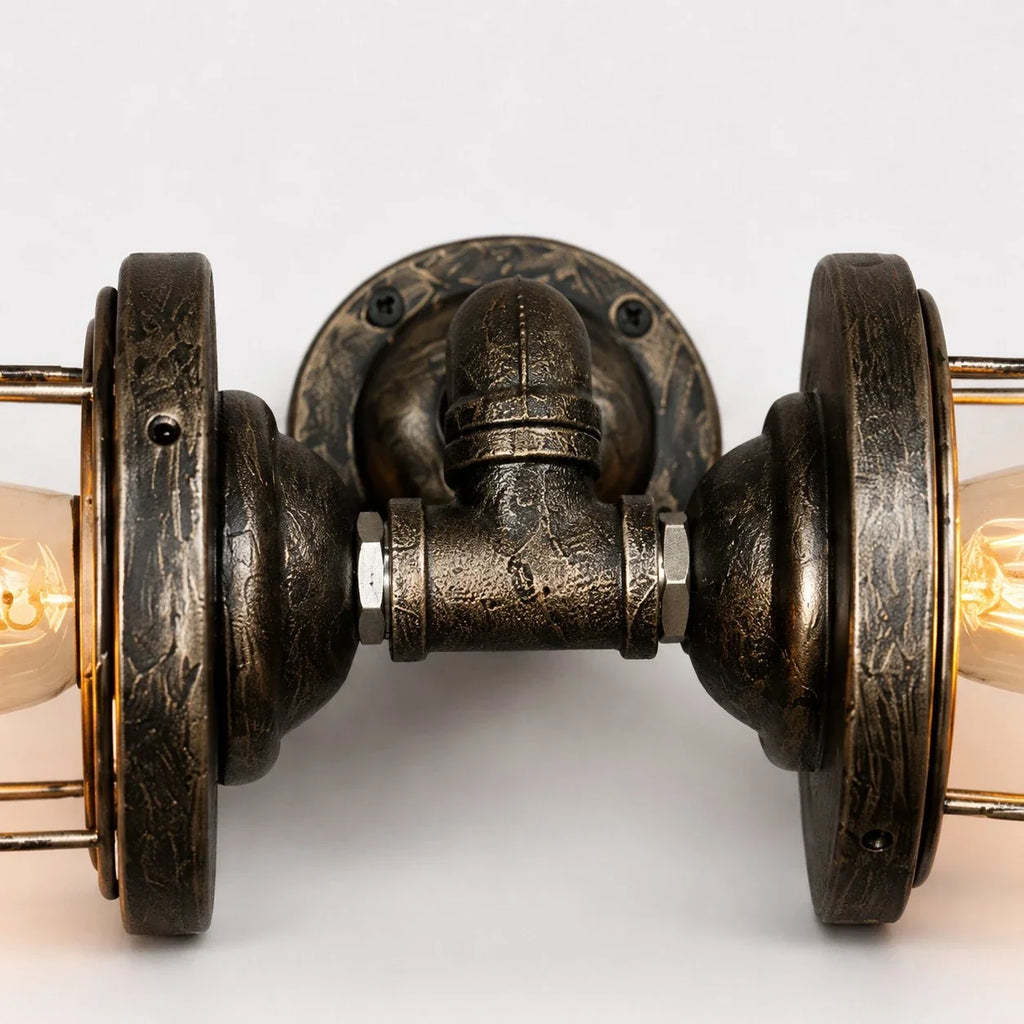 Industrial Cage Wall Sconce Light, Vintage Metal Wall Fixture for Hallways, Vanity, Bar and Bedroom | Esilora