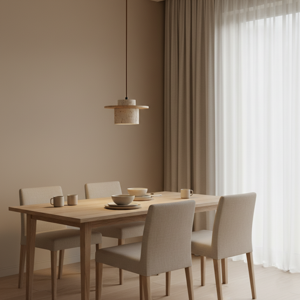 Japanese Style Vintage Travertine Pendant Light | Esilora