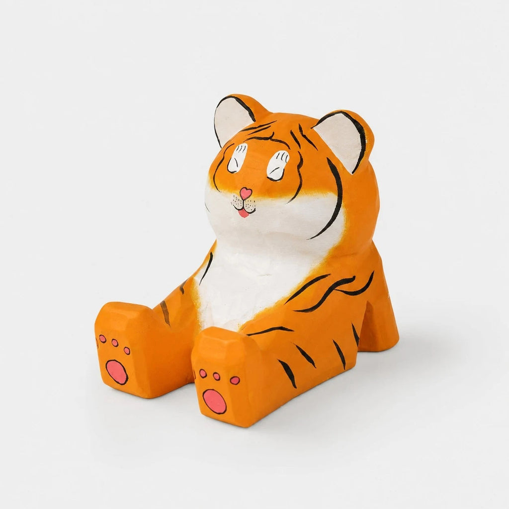 Support de téléphone en bois sculpté à la main représentant un animal | Esilora