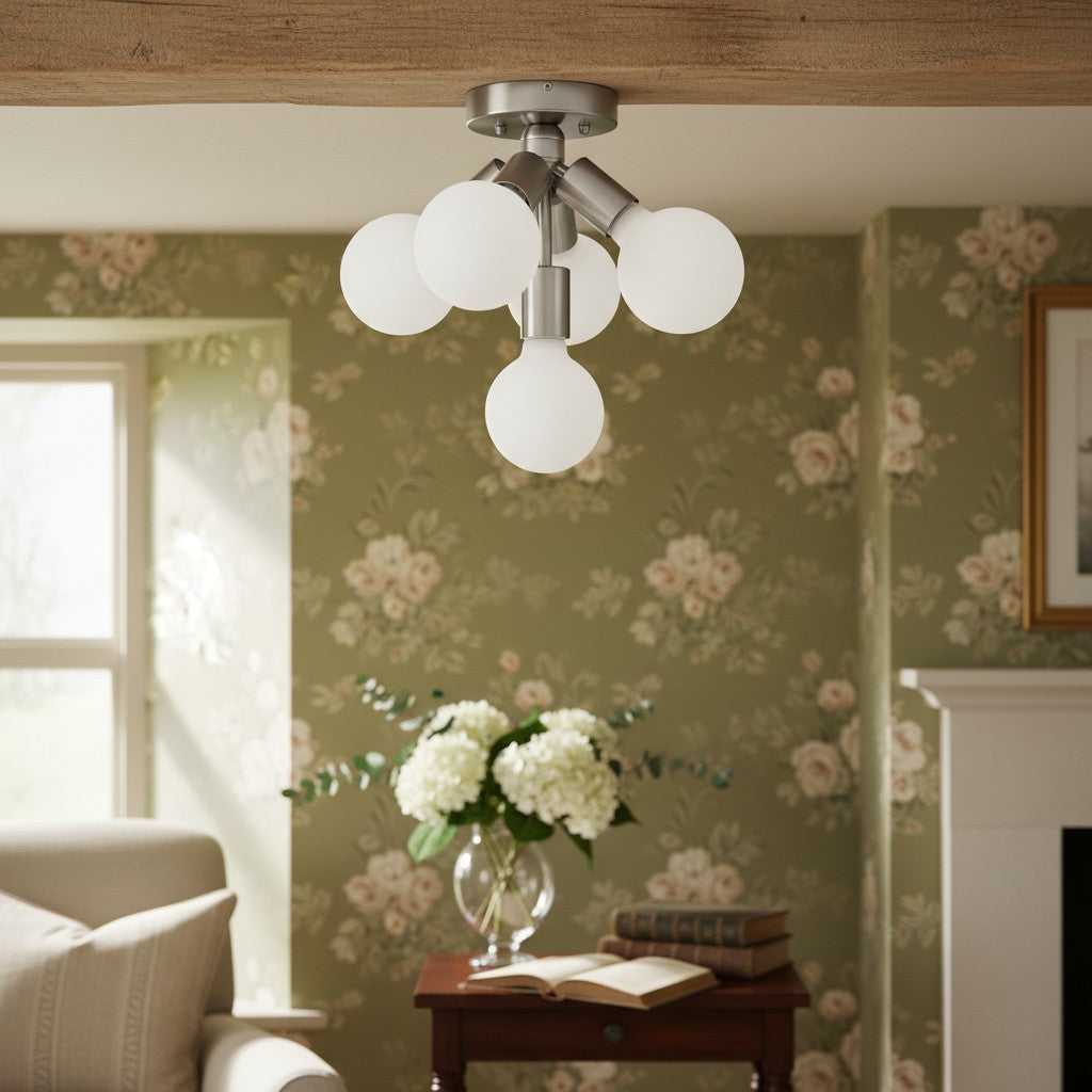 Lampada a plafone elegante Glorica Glass - Design con globo bianco per ambienti contemporanei | Esilora
