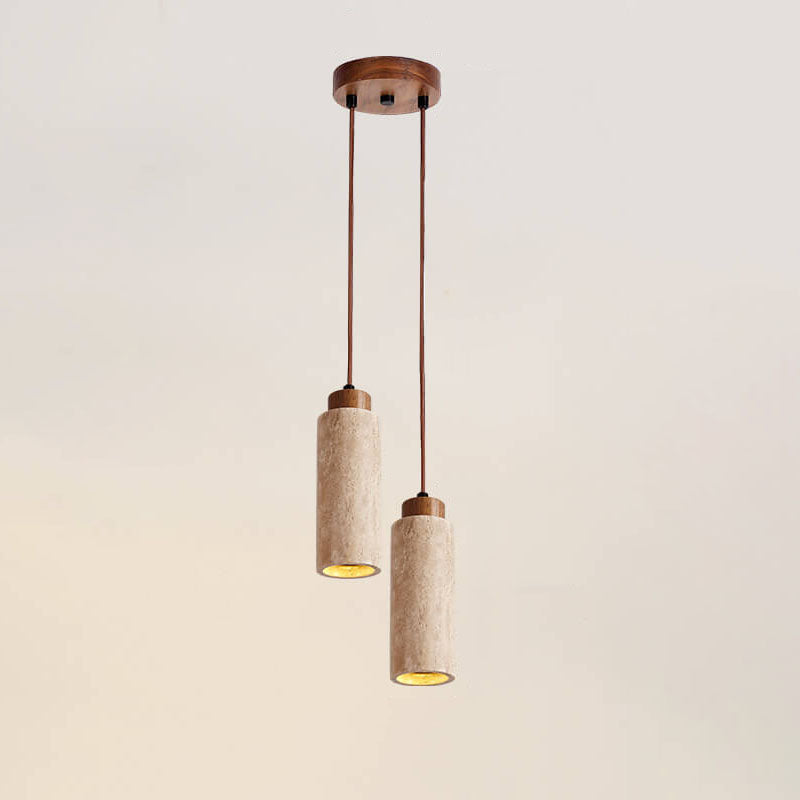 Wabi Sabi Solid Wood Travertine Stone Pendant Light M37 | Esilora