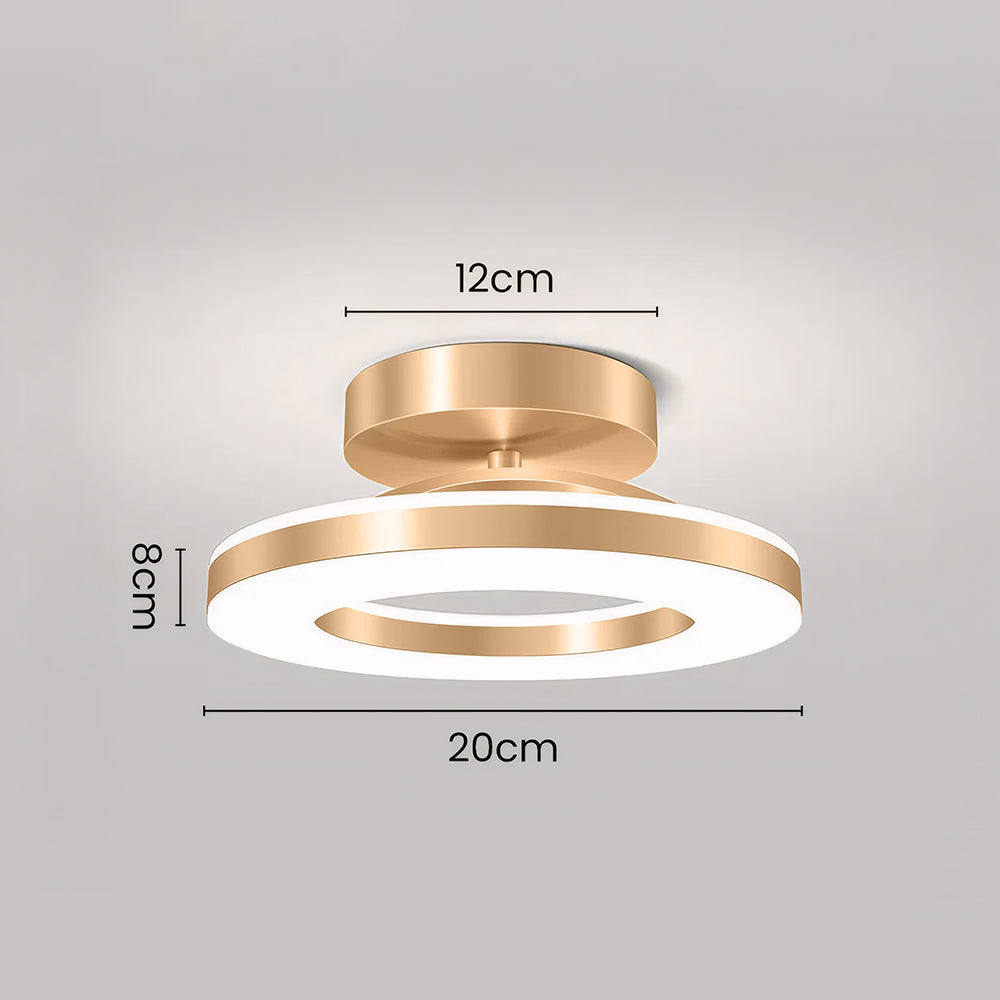 Aurion Ceiling Light — Gold Iron Flush-Mount, Energy-Efficient LED