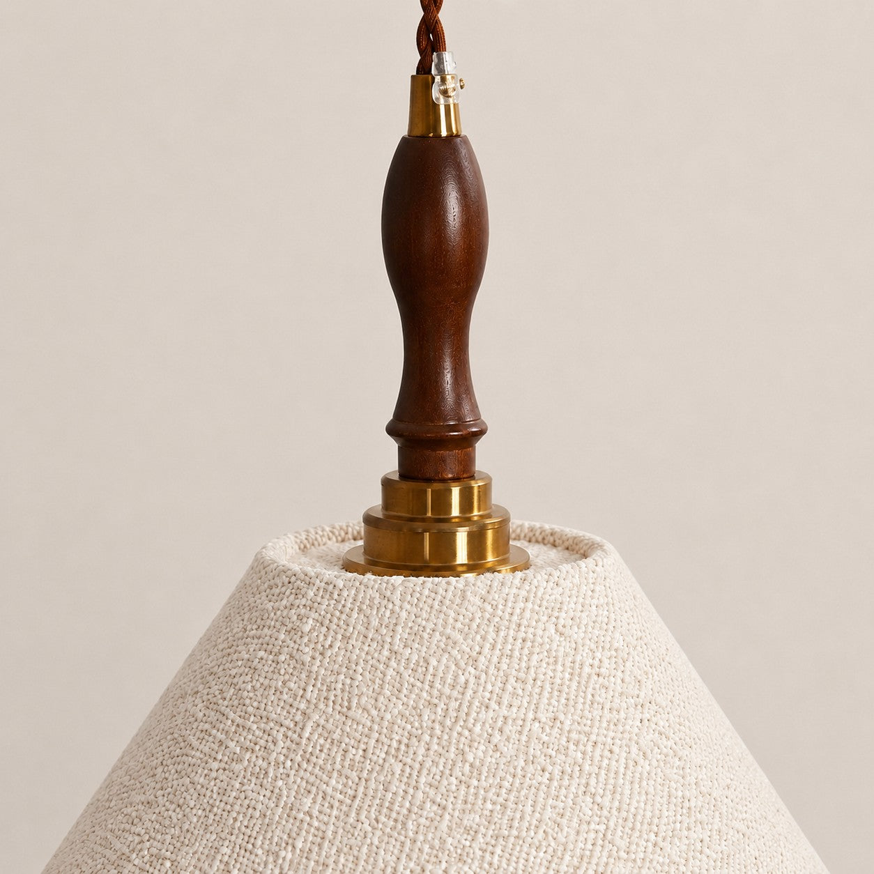 Lampada a sospensione vintage francese in tessuto color crema | Esilora