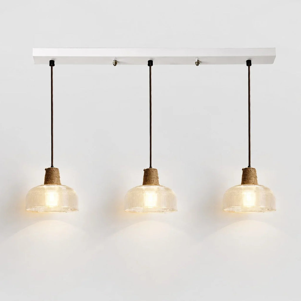 Rustic Woven Rope Glass Pendant Light Collection | Esilora