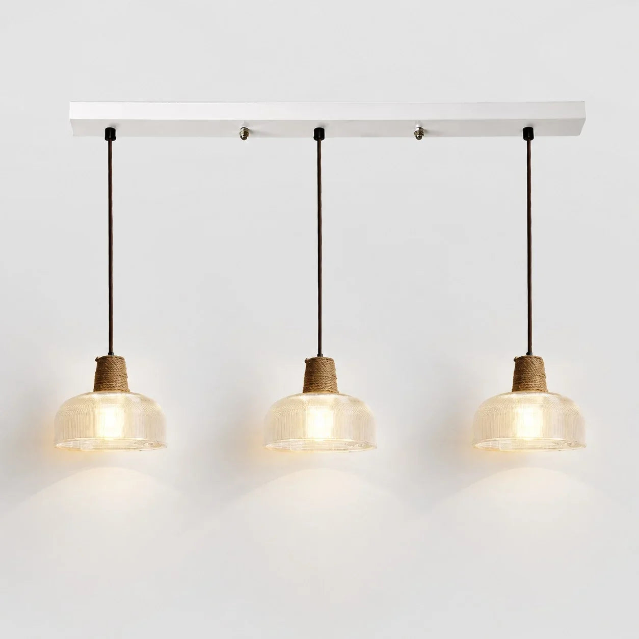 Rustic Woven Rope Glass Pendant Light Collection | Esilora