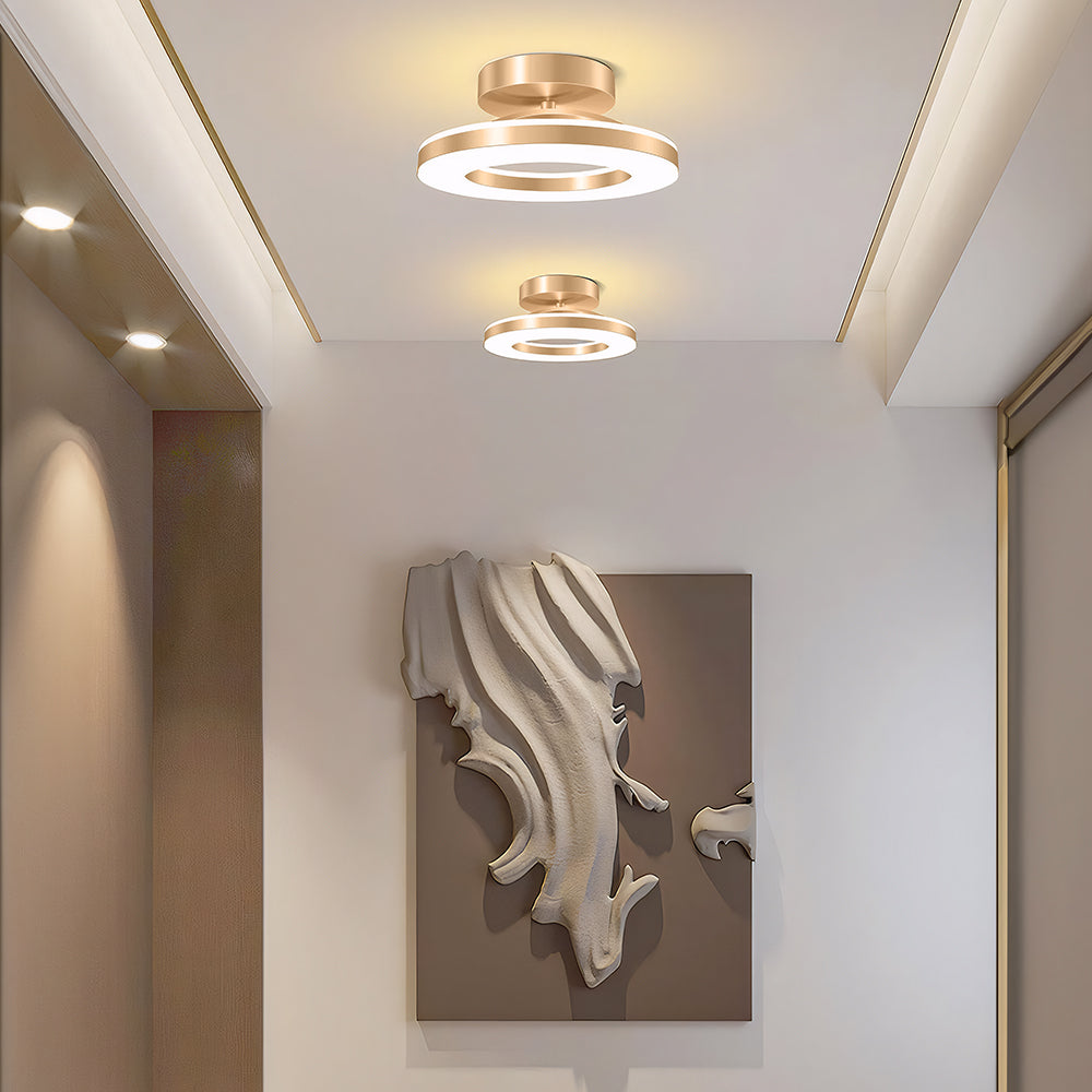 Aurion Ceiling Light — Gold Iron Flush-Mount, Energy-Efficient LED
