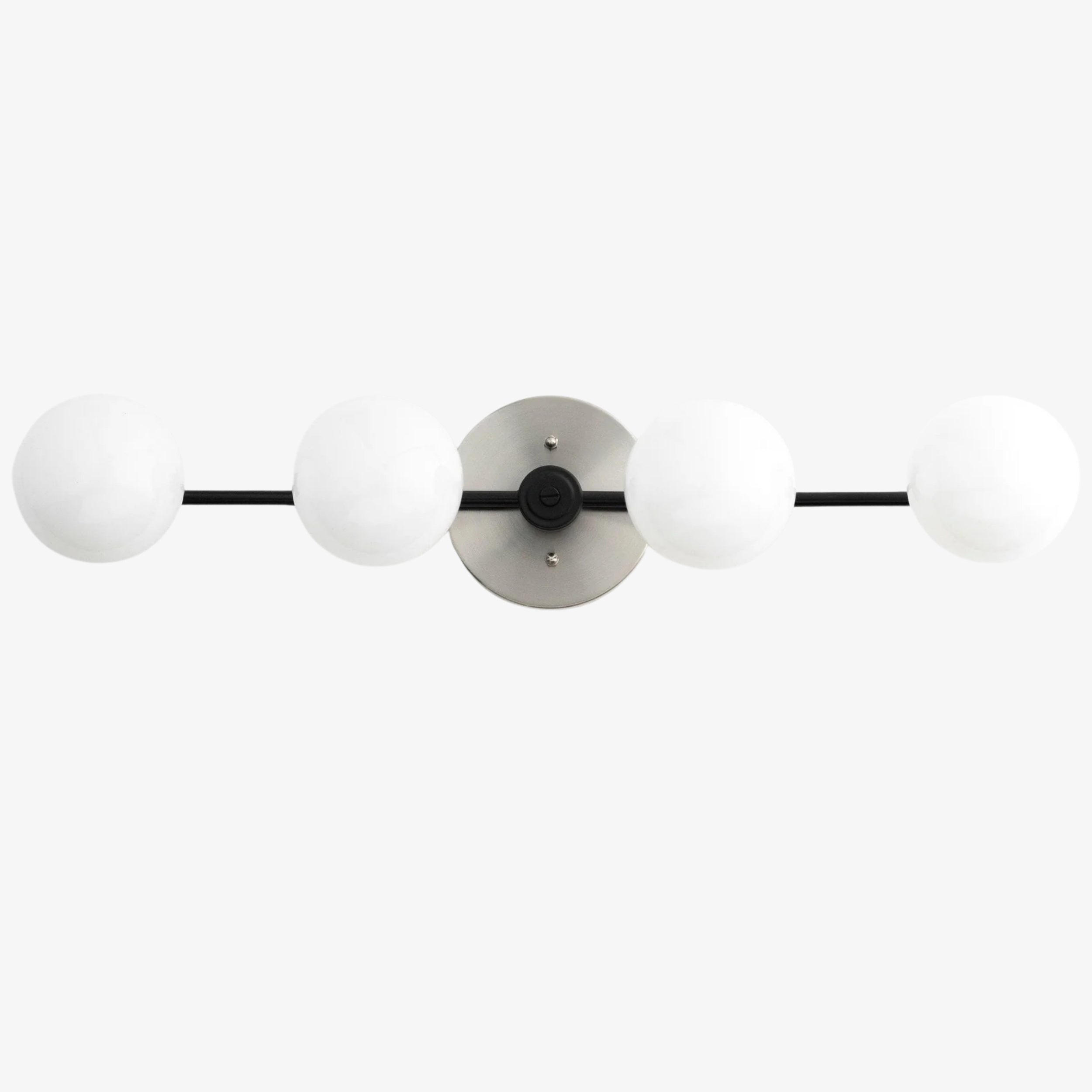 Lampada da parete Glorica Glass in metallo minimalista con barra e globo per toeletta — Lampada a globo da parete per spogliatoio e bagno | Esilora