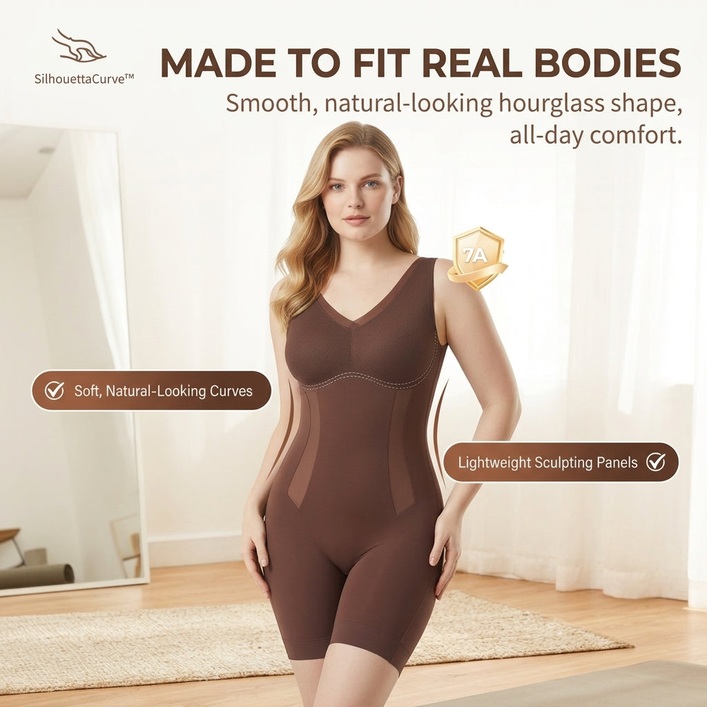 SilhouettaCurve – Seamless Full-Body Shaping Bodysuit with Tummy-Smoothing Panels - Esilora