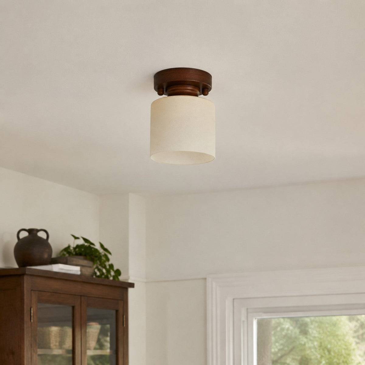 Gradient Yellow Glass Metal Flush Mount Ceiling Light | Esilora