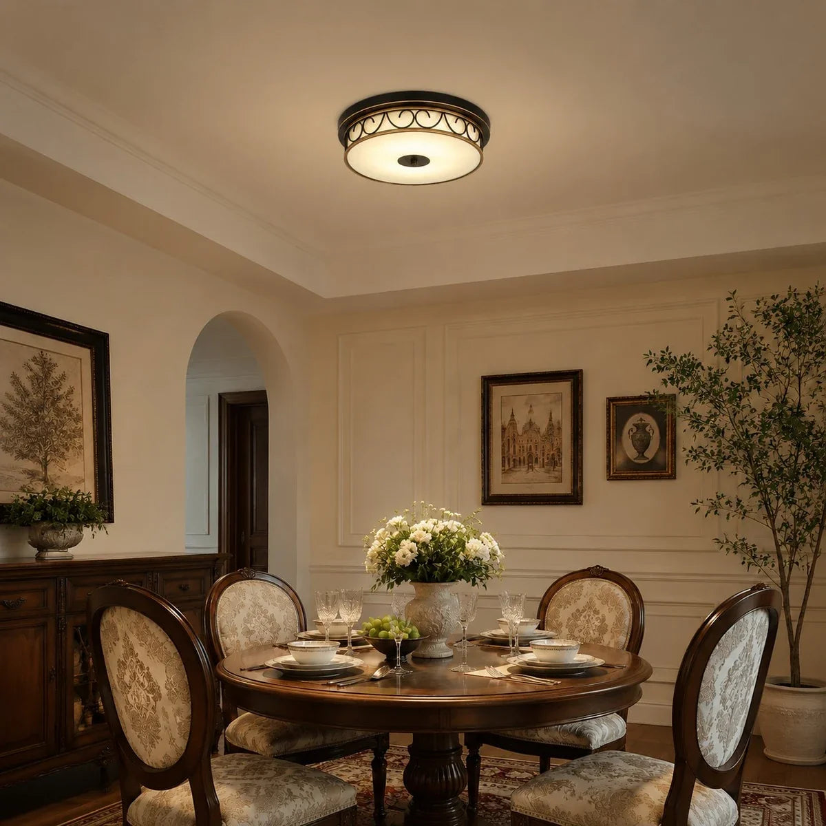 Vintage Scrollwork Flush Mount Ceiling Light | Esilora