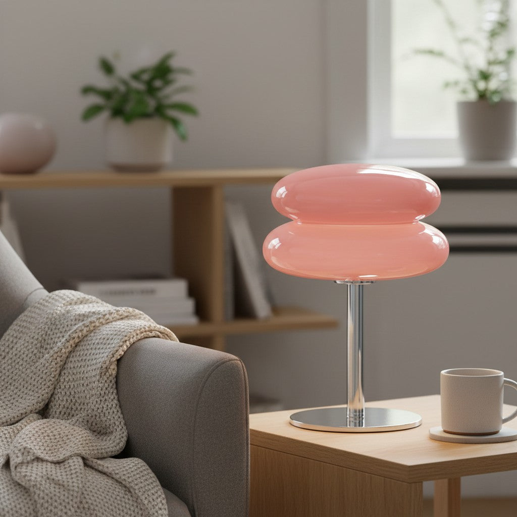 Glasentro Bauhaus-bordslampa med geometrisk glasdesign, modern accent för vardagsrum N12 | Esilora
