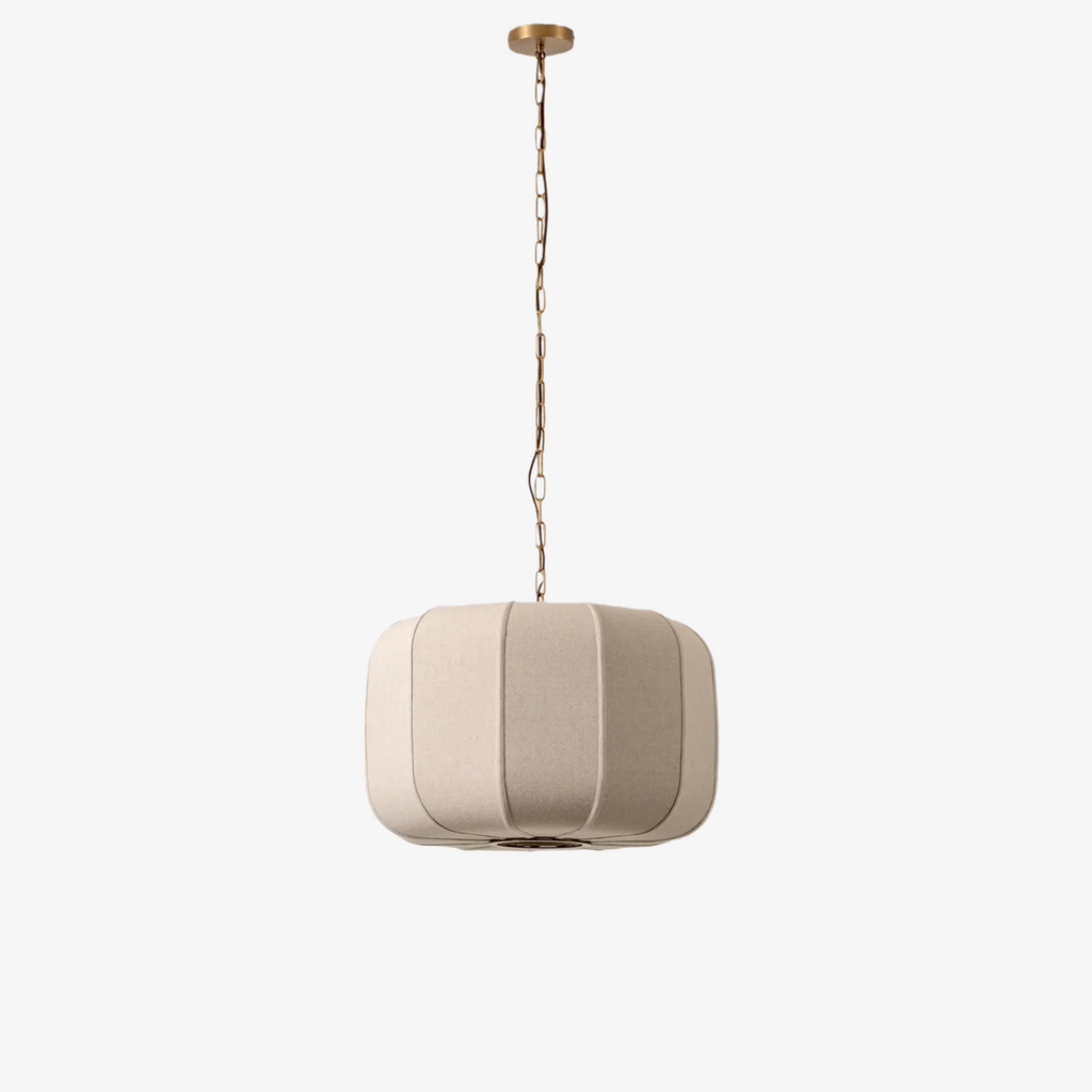 Loomis Tall Pendant with Textured Linen Shade – Industrial to Modern Pendant for Dining Room and Kitchen Island | Esilora