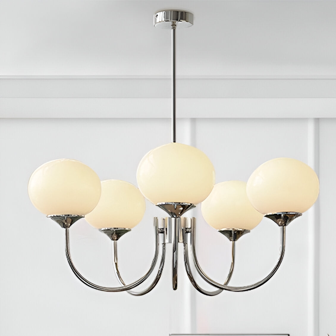 Javina Glass Cluster Chandelier - Iron Rounded Globe Modern Fixture for Dining Room and Living Rooms | Esilora