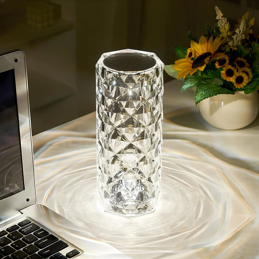 Acrylic Crystal Table Lamp — Sixteen Color Modes, Cordless Design, USB-C Rechargeable