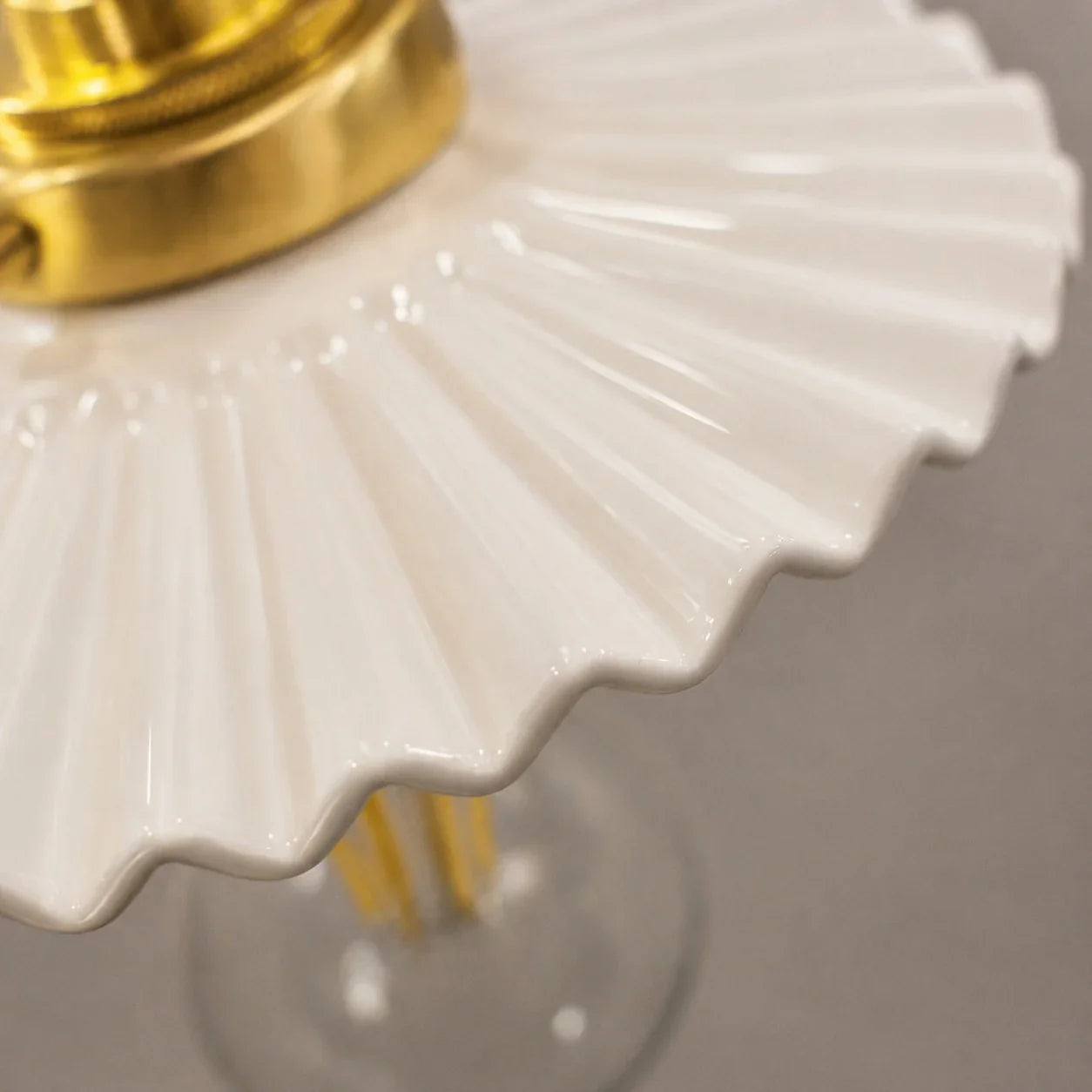 Pleated Ceramic Pendant Light with Brass Hardware | Esilora