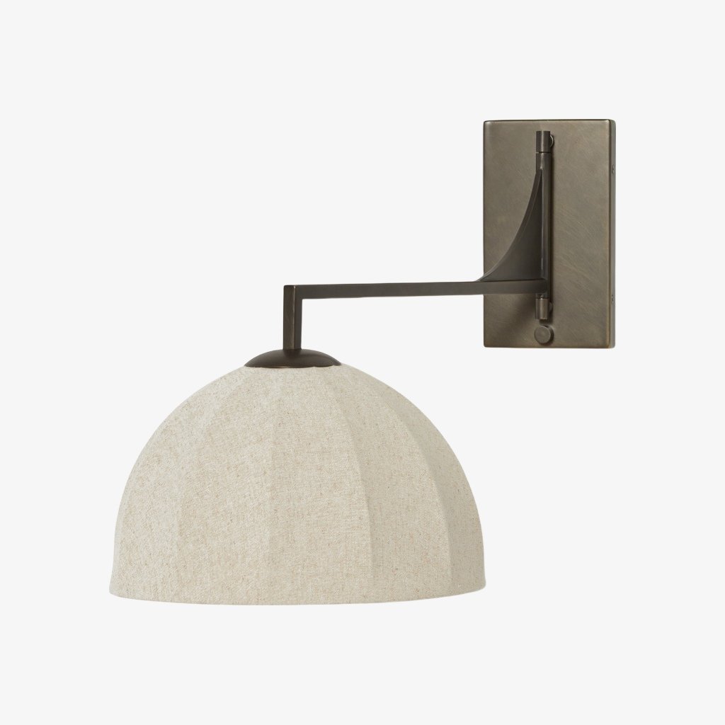 Lumarys Swing-Arm Sconce – Sculptural Linen Shade Wall Lamp in Organic Style for Living or Bedroom | Esilora