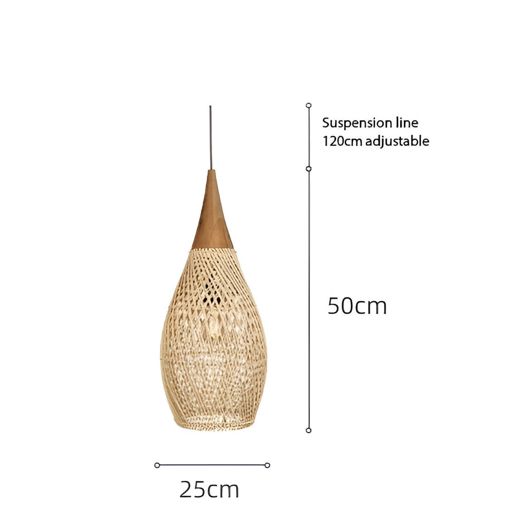 Ręcznie wykonana wisząca lampa z rattanu w formie gobelinu | Esilora