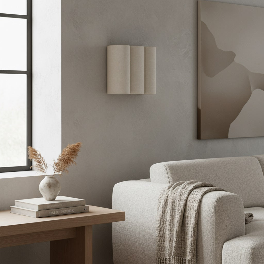 Linbron Natural Linen Sconce – Diffused Glow for Open Concept Living Spaces | Esilora