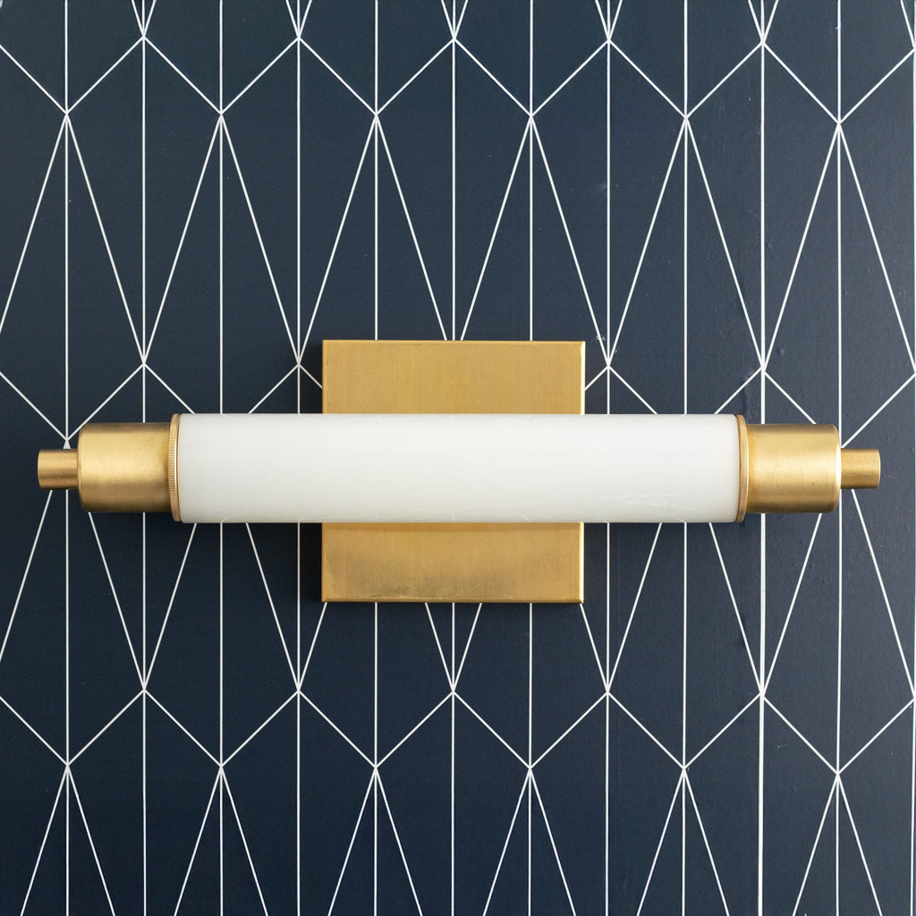 Ornato Luxe Modern Vanity Sconce - Art Deco Wall Light with Cylinder Shade | Esilora