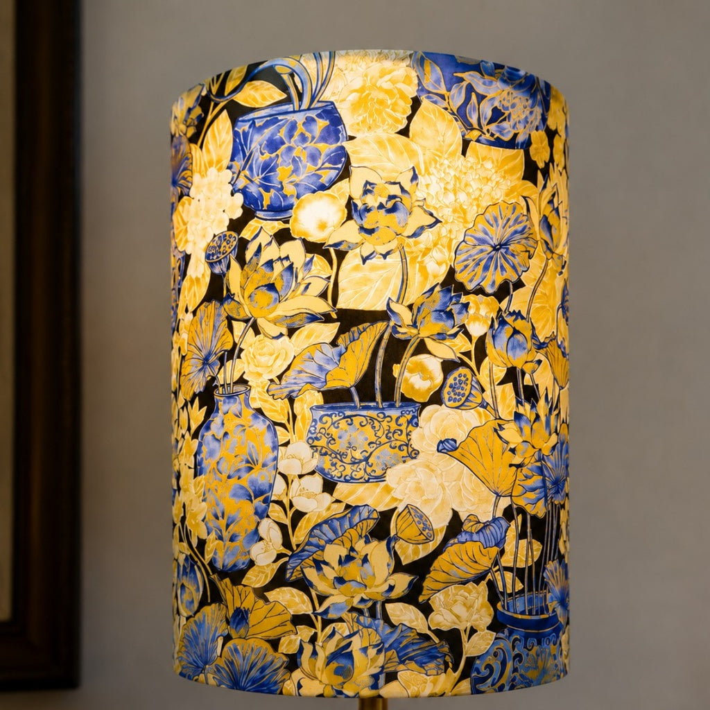 Liberty-Style Fabric Shade Ceramic Table Lamp for Bedside Ambient Lighting | Esilora
