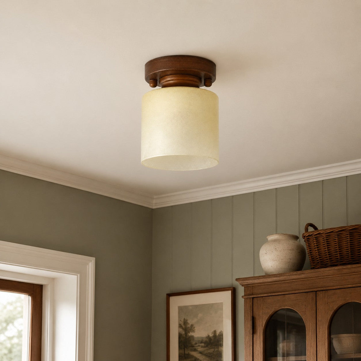 Gradient Yellow Glass Metal Flush Mount Ceiling Light | Esilora