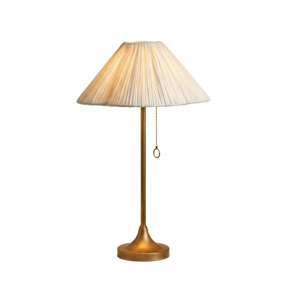 Blossine Elegant Scalloped Linen Table Lamp – Modern Lamp for Bedroom | Esilora