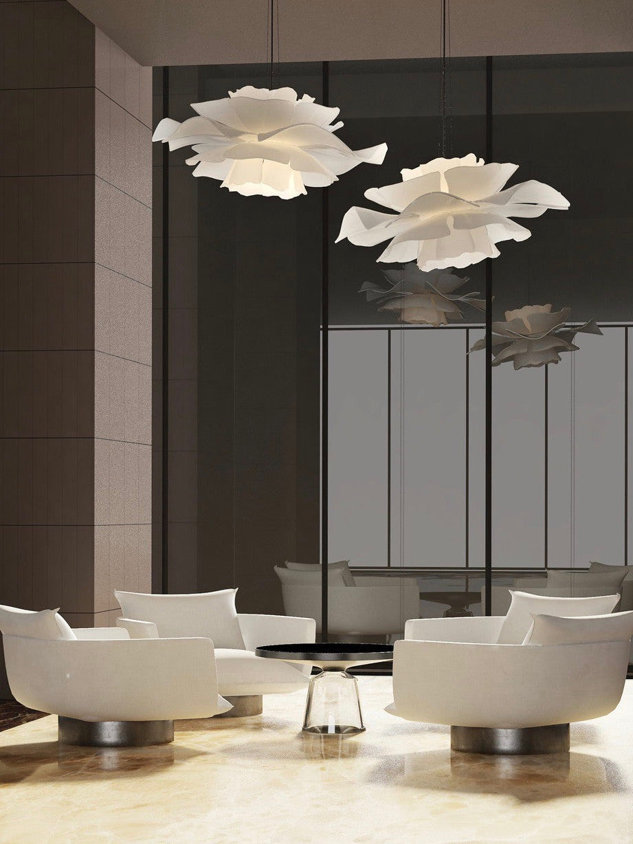 Handcrafted White Lotus Flower Pendant Light - Vintage Nordic Acrylic Design | Esilora