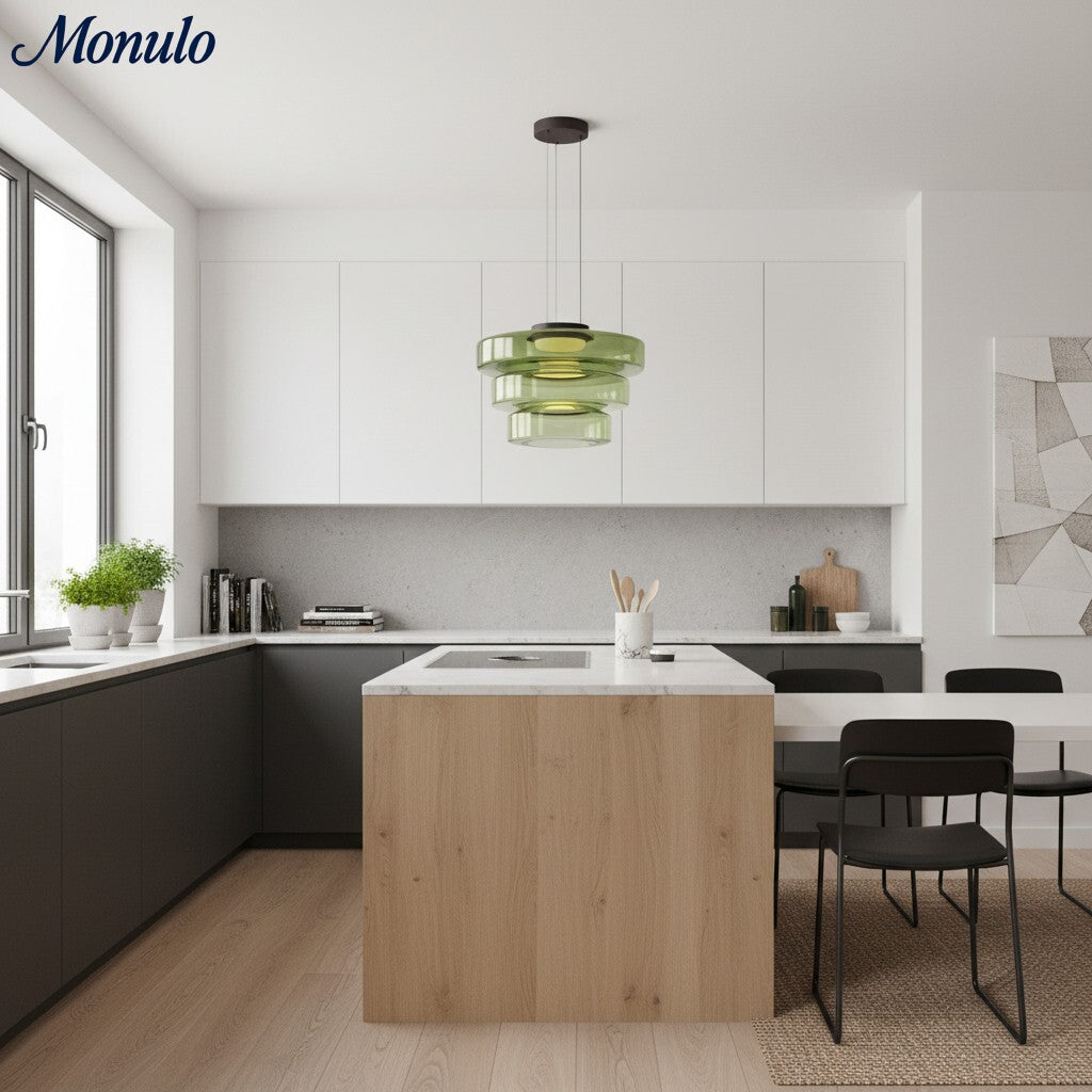 Verdoma Stacked Disc Form Glass Pendant Light Contemporary Nordic Lighting for Kitchens | Esilora